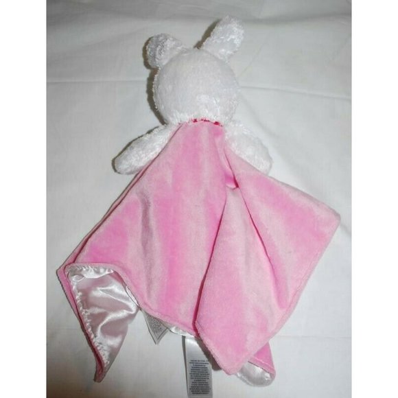 Carters Bunny Rabbit Lovey Pink White Green Hearts Plush Satin Baby Security - Picture 2 of 2